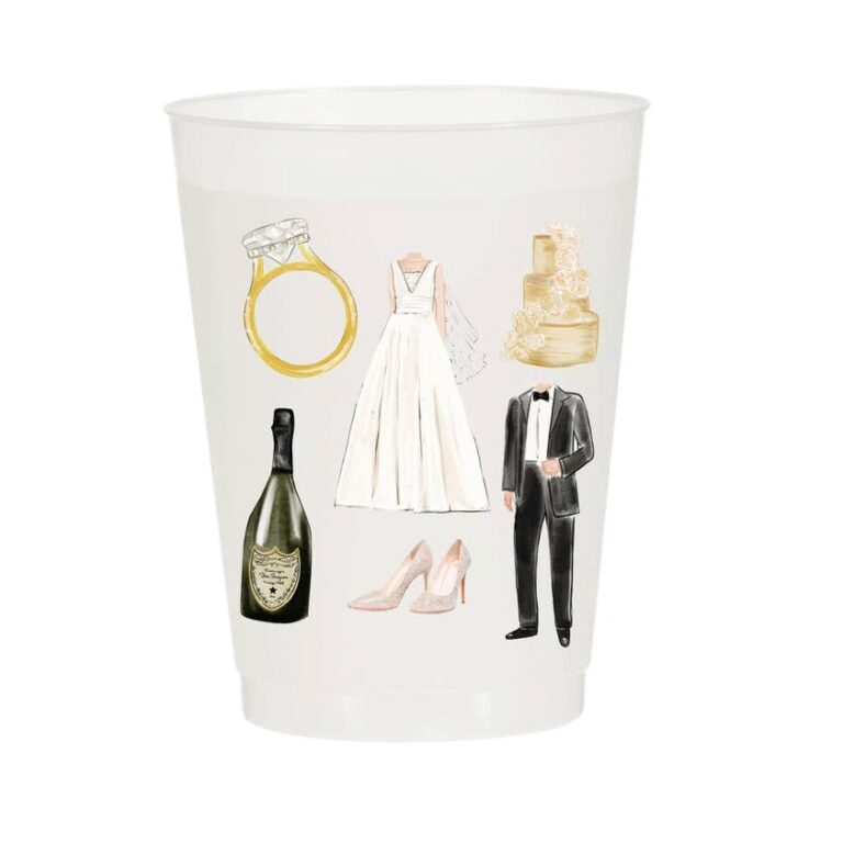 Wedding Icons Reusable Frosted Cups Berings