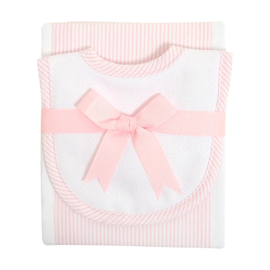 3 Marthas Lamb Drooler Bib & Burp Set - Pink