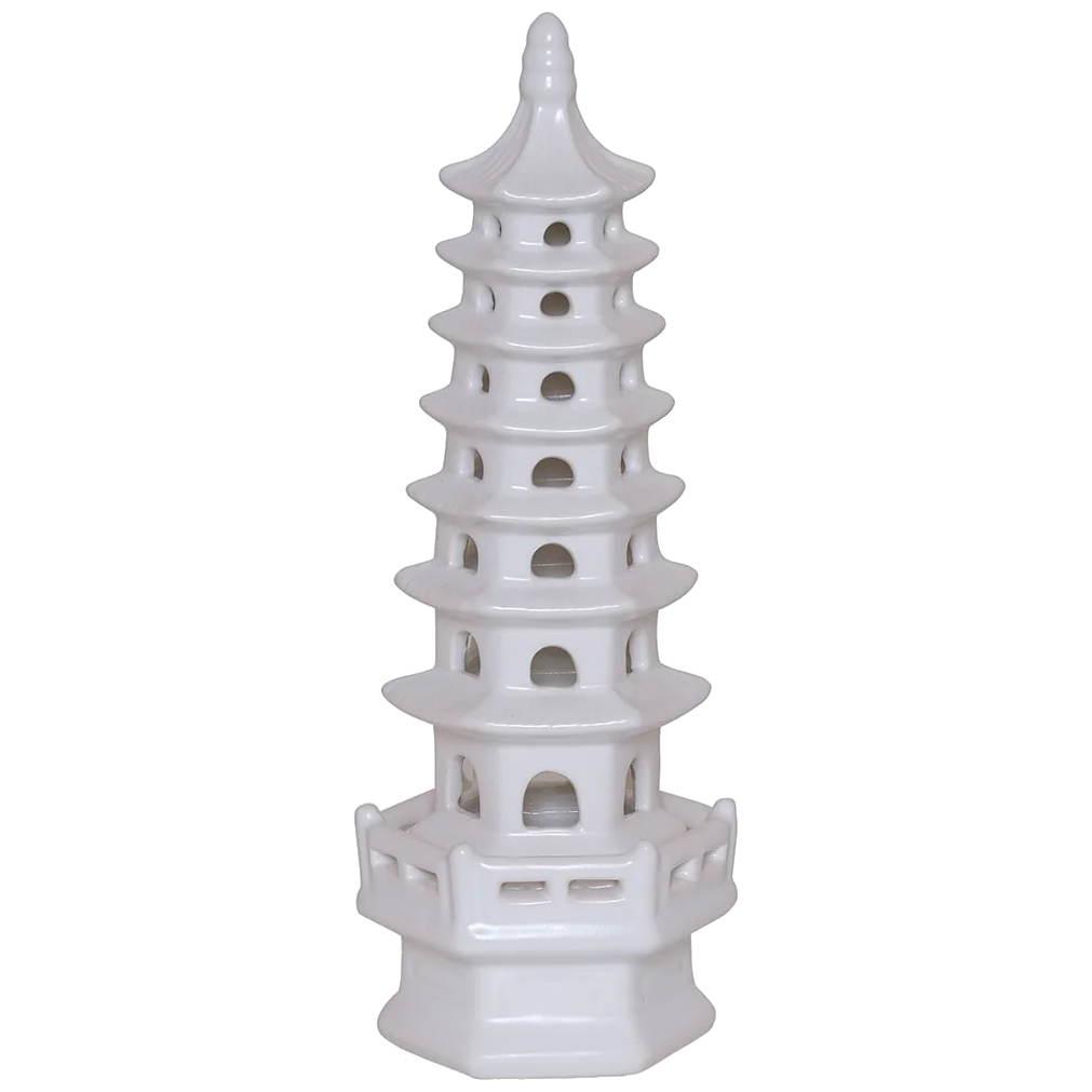 Port 68 Cream Pagoda Tall 12in Statue