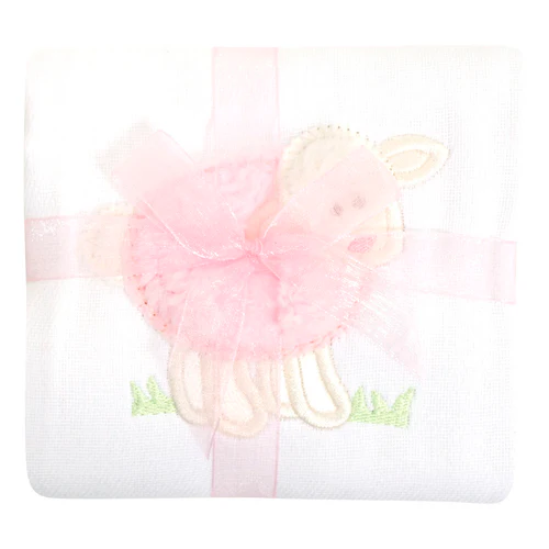 3 Marthas Lamb Appliqued Burp - Pink