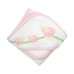 3 Marthas Lamb Hooded Towel Set - Pink