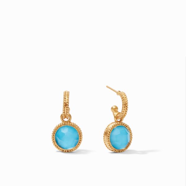 Julie Vos Fleur De Lis Hoop & Charm Earring, Iridescent Pacific Blue