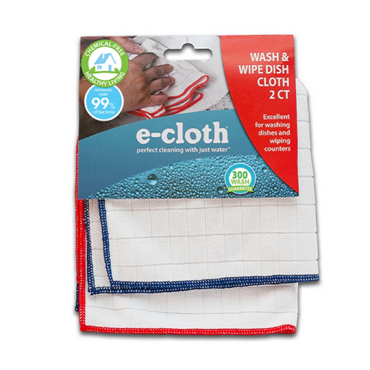Wash & Wipe Dish Cloth (Blue) - Set of 2, E-Cloth
