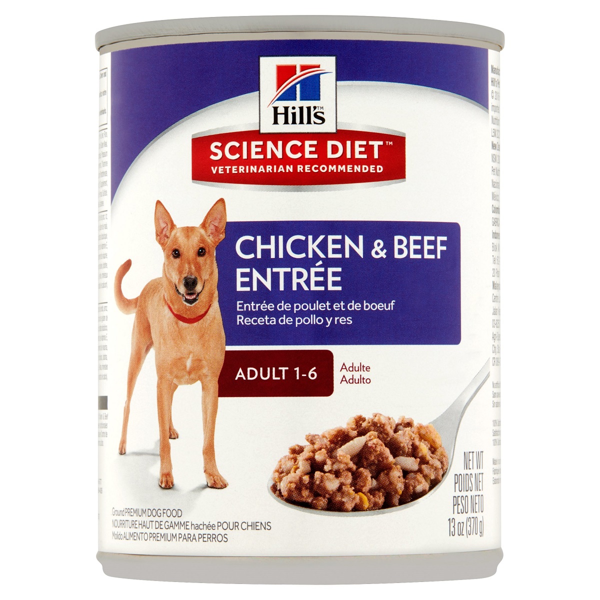 Science Diet Dog Food, Premium, Ground, Chicken & Barley Entree, Adult (1-6) - 13 oz