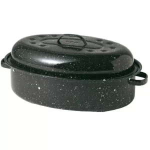 GraniteWare 15in Black Covered Oval Roaster