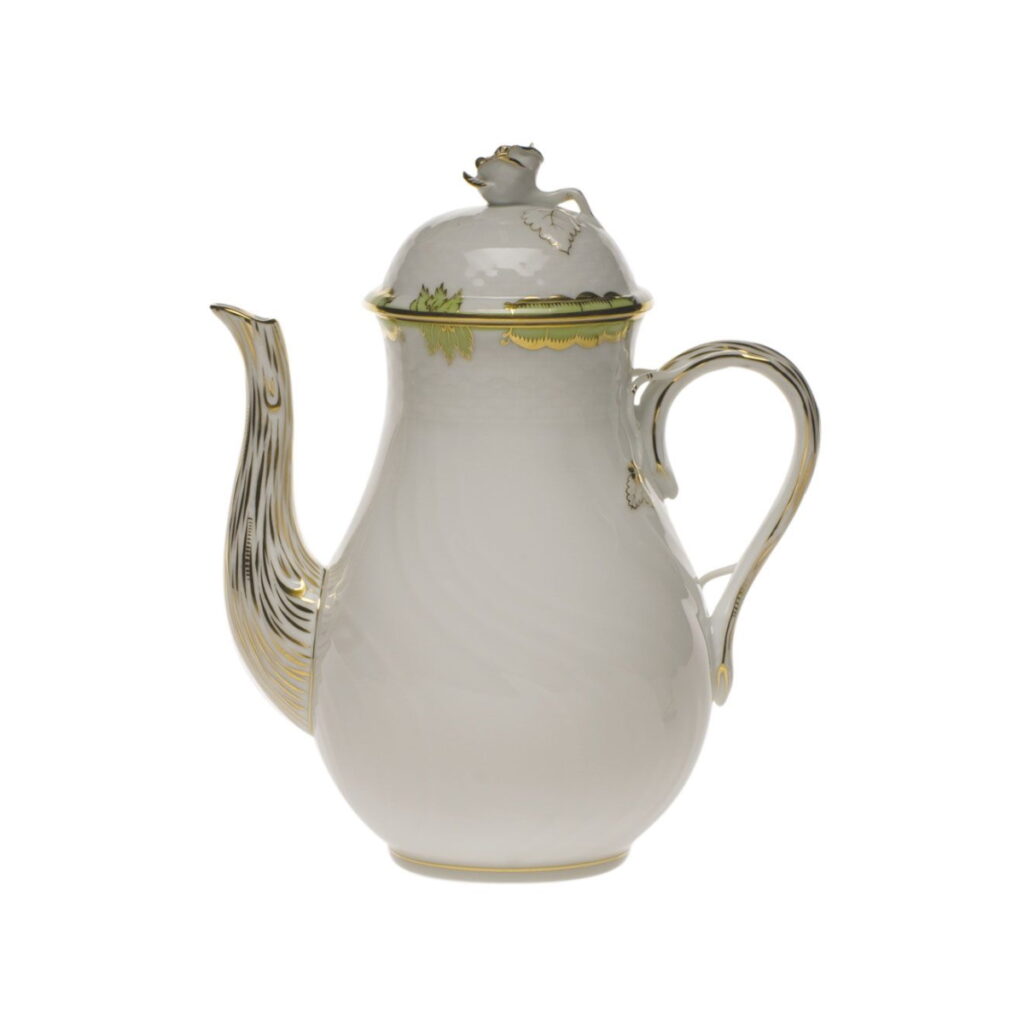 Herend Princess Victoria Green Coffee Pot with Rose