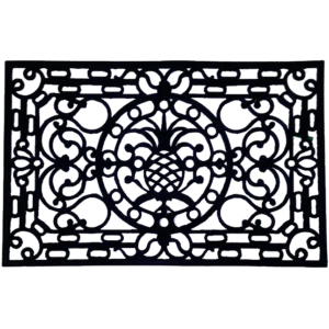 Pineapple Rectangle Wrought Iron Rubber Doormat