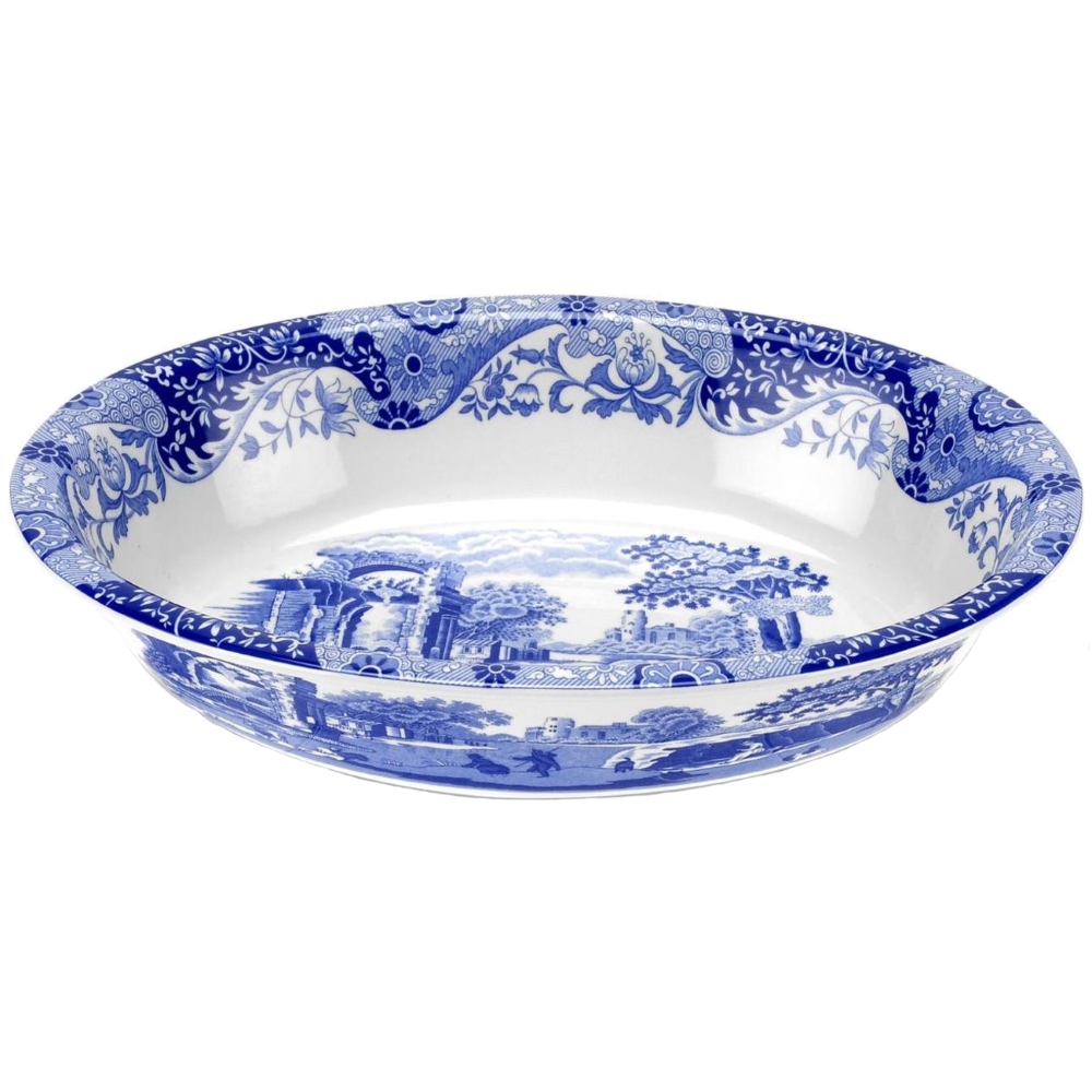 BLUE ITALIAN OVAL RIM DISH