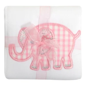 3 Marthas Elephant Appliqued Burp - Pink