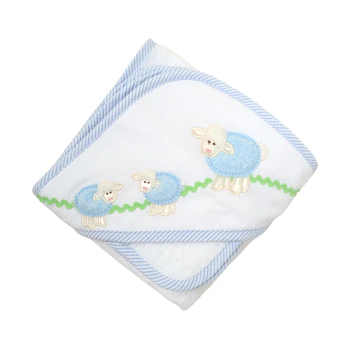 3 Marthas Lamb Hooded Towel Set - Blue