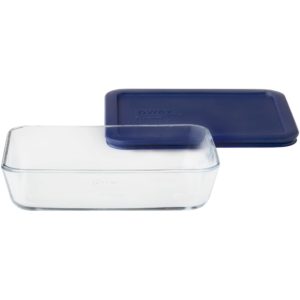 Pyrex MealBox 5.8-cup Divided Glass Food Storage Container with Blue Lid