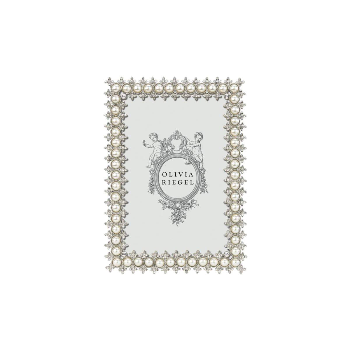 Olivia Riegel Crystal & Pearl 4x6 Frame - Silver | Berings