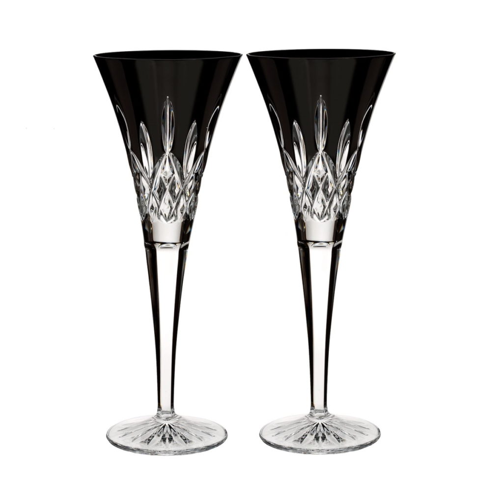 Waterford Lismore Black Flute Pair