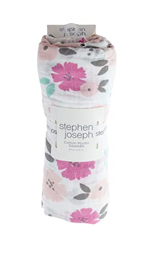 Floral Cotton Muslin Swaddle Blanket