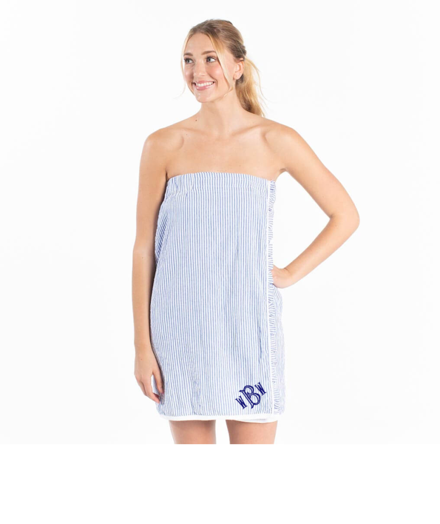 Bella Seersucker Spa Wrap - Blue | Berings