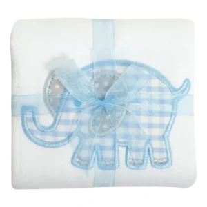 3 Marthas Elephant Appliqued Burp Pad - Blue