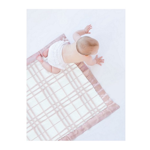 Luxe Plaid Baby Blanket - Dusty Pink | Berings