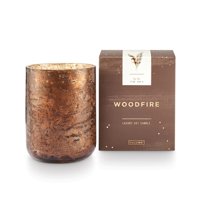 Woodfire Small Luxe Sanded Mercury Glass Candle