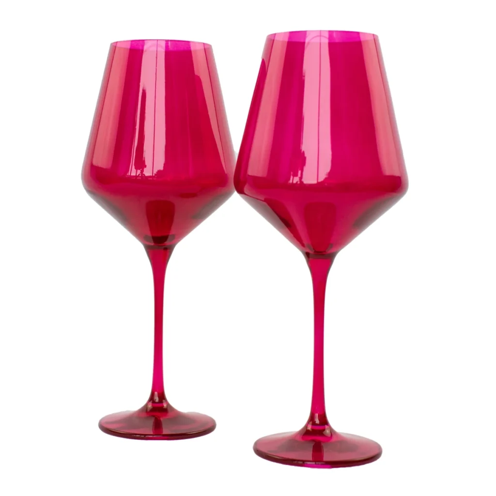 Estelle Colored Wine Glasses Set - Fuchsia