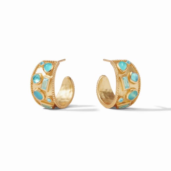 Julie Vos Antonia Mosaic Stone Hoop Earrings - Bahamian Blue