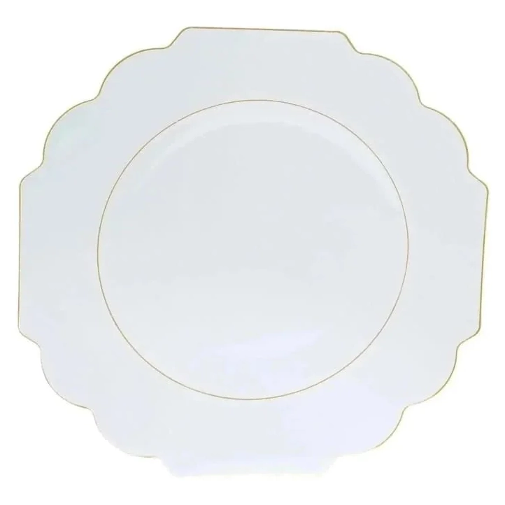 Luxe Party Clear and Gold Scalloped Plastic Dinner Plates