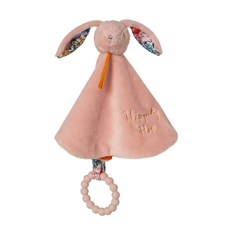 Hippity Hop Pink Bunny Soft Baby Lovie with Textured Teether