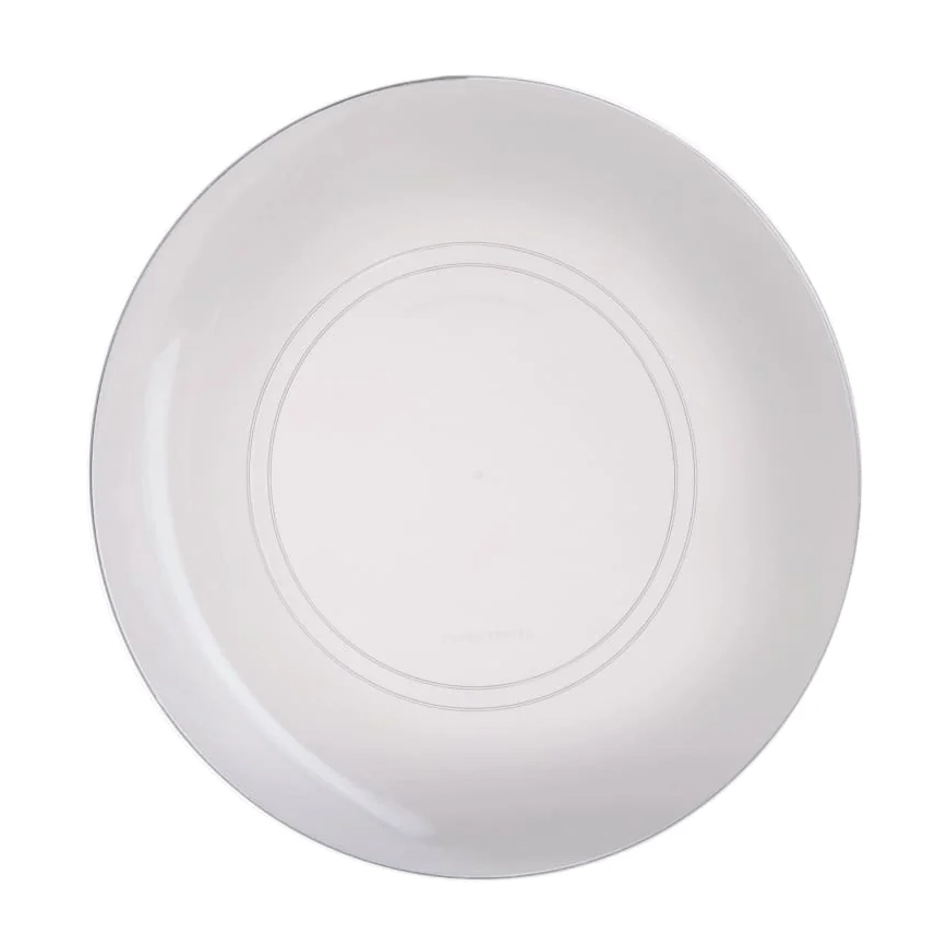 Luxe Party Clear and Silver Round Plastic Dinner Plates