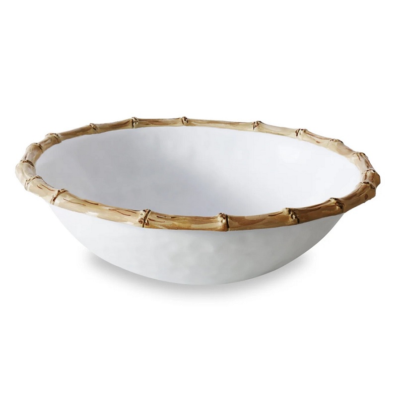 VIDA Bamboo Large Salad Bowl (White and Natural)