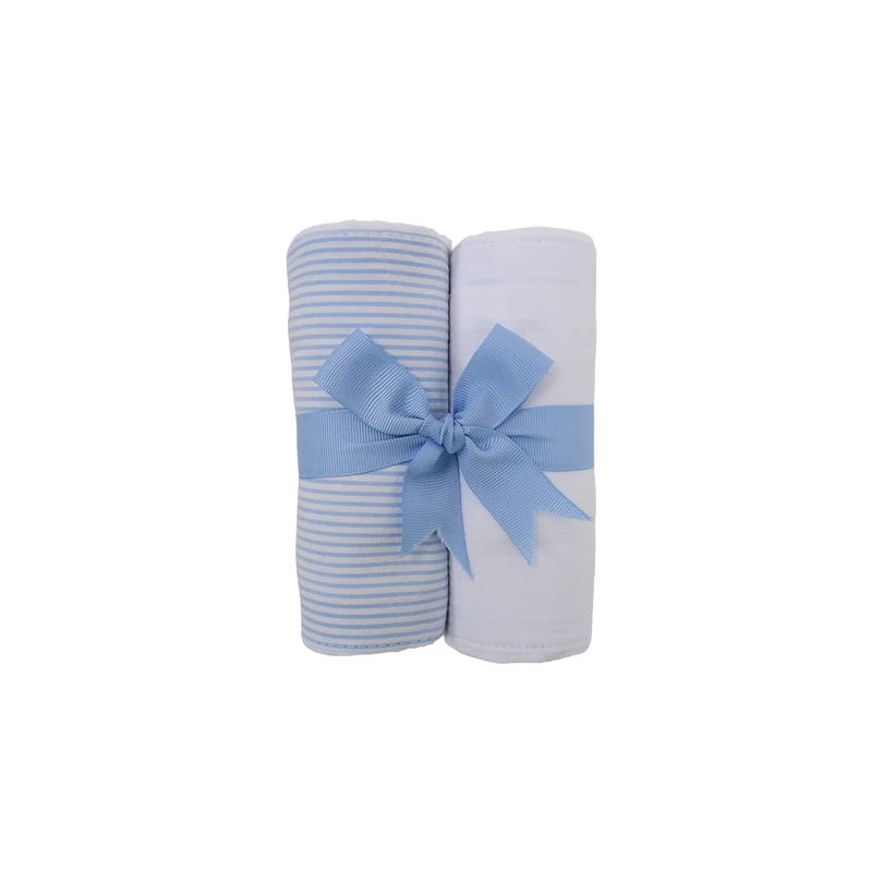 3 Marthas Lamb Set of Two Fabric Burps - Blue