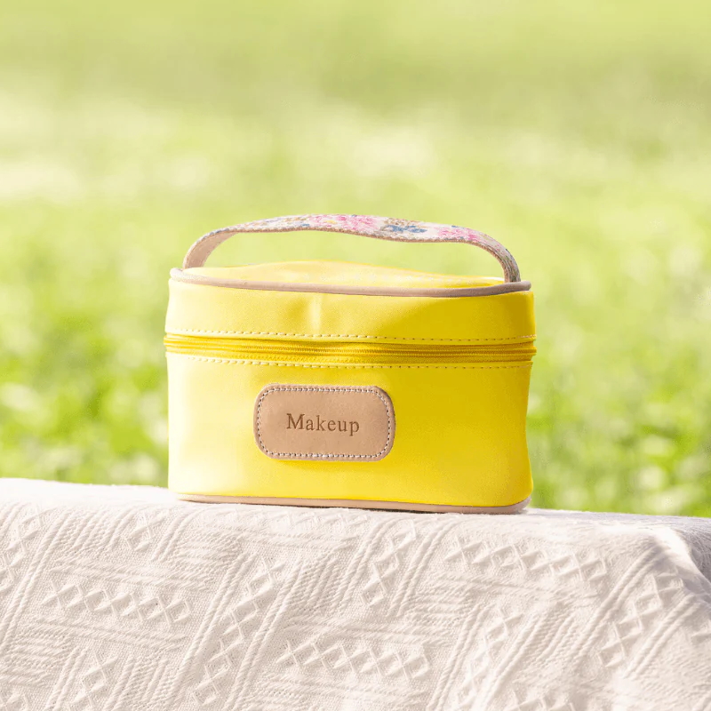 Jon Hart Mini Makeup Case - Lemon with Peony Webbing