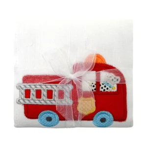 3 Marthas Firetruck Appliqued Burp