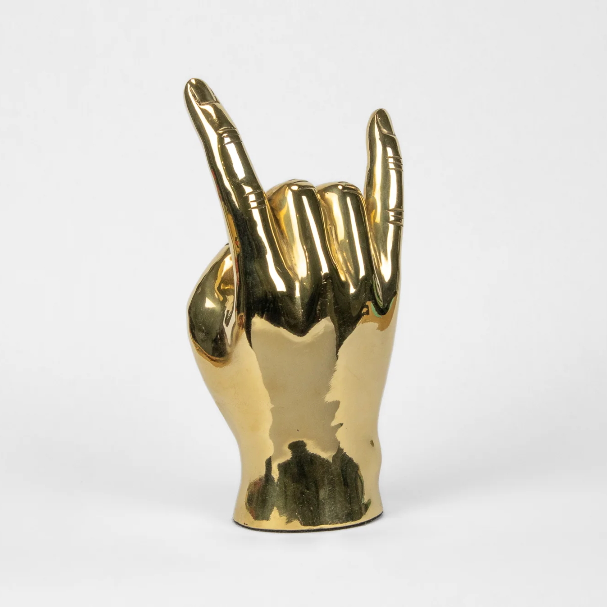 Hook 'Em, Horns Hand Sign Sculpture - Brass