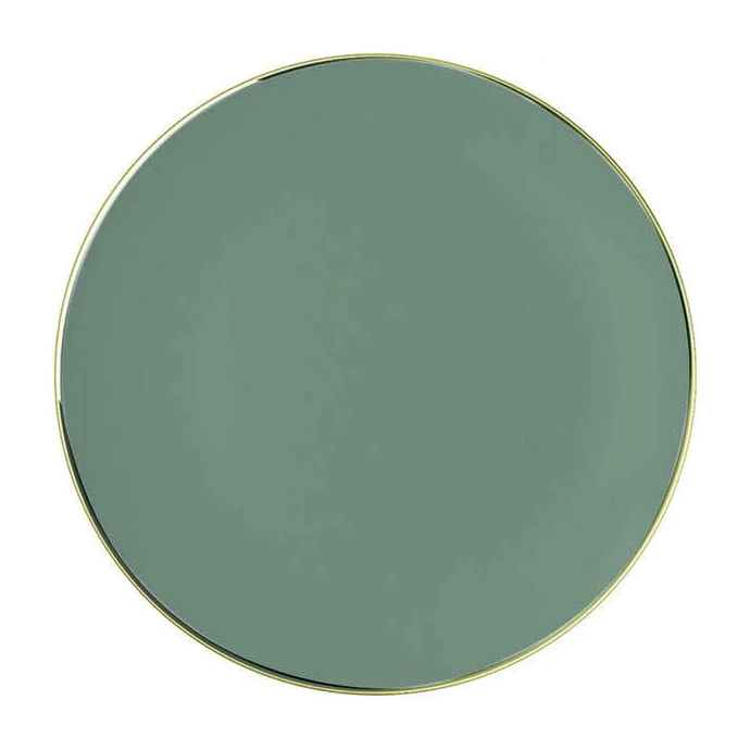 Luxe Party Sage and Gold Round Plastic Dinner Plates