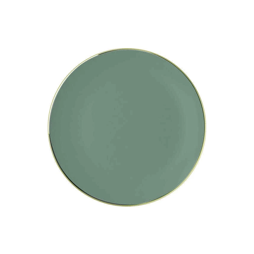 Luxe Party Sage and Gold Round Plastic Salad Plates