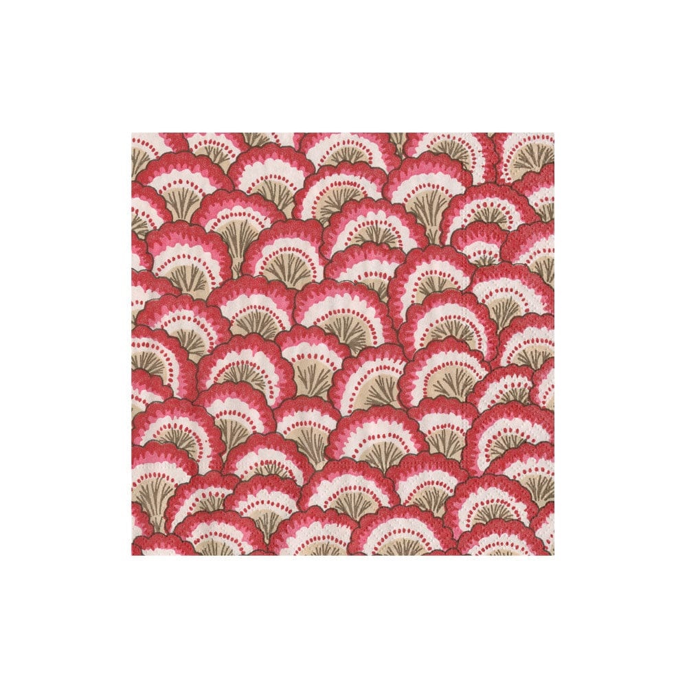 Caspari Pontchartrain Scallop Red Cocktail Paper Napkins