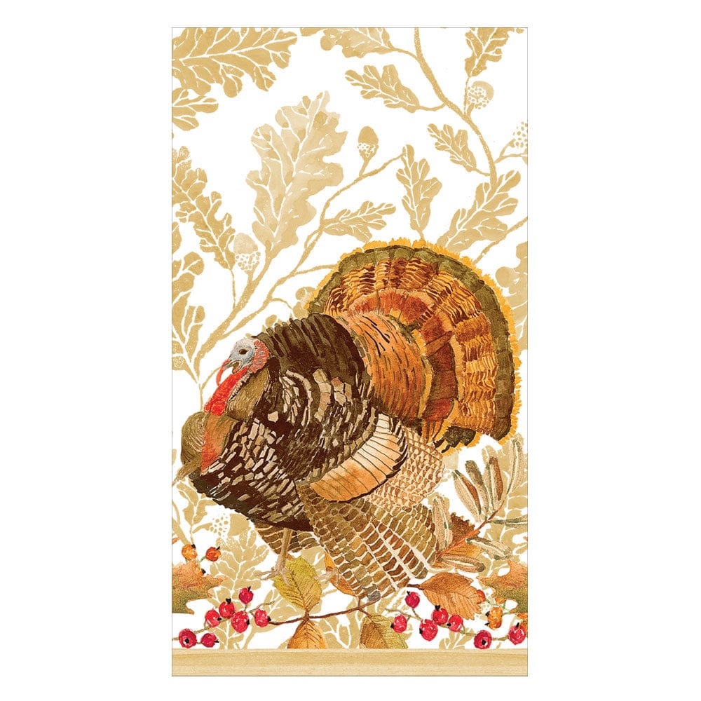 Caspari Woodland Turkey Paper Guest Towel Napkins