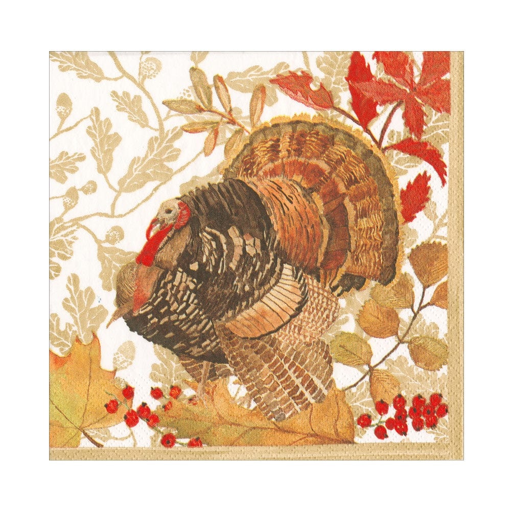 Caspari Woodland Turkey Paper Luncheon Napkins