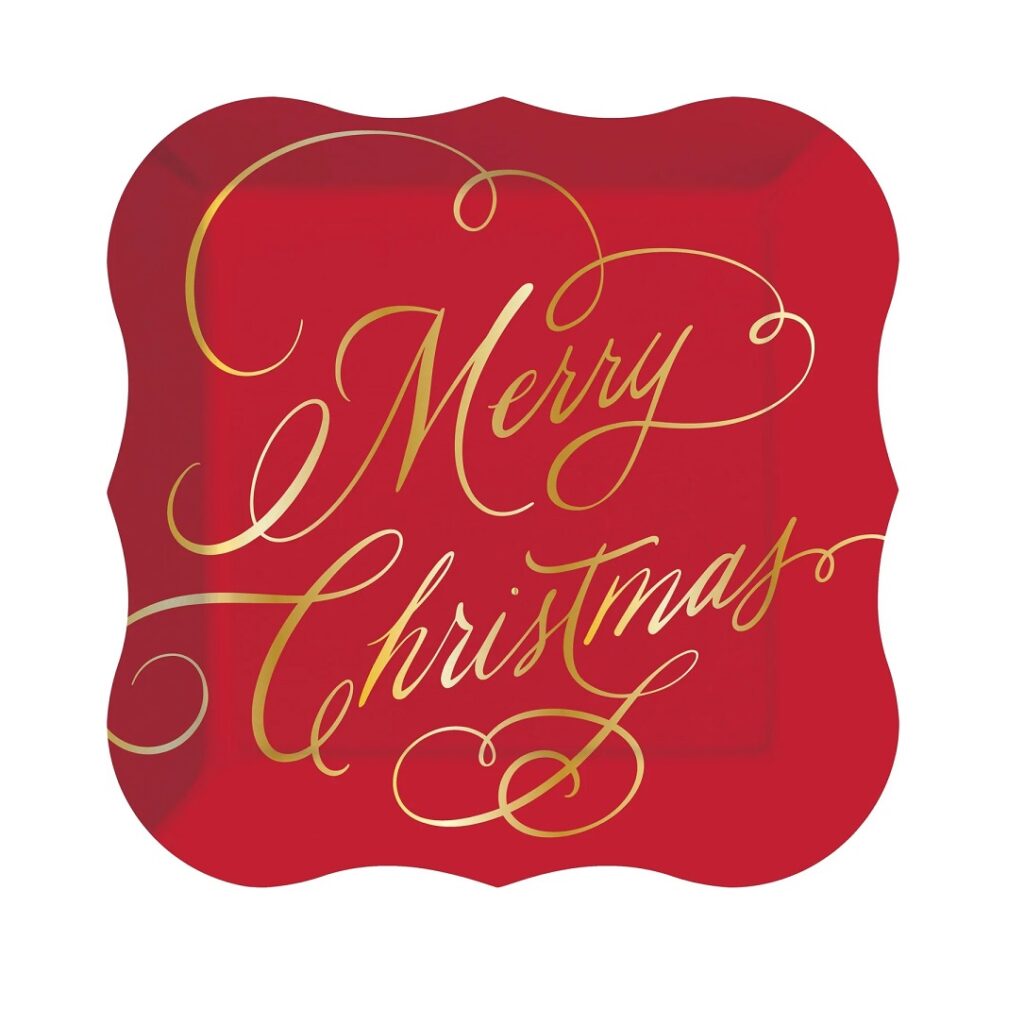 Design Design Merry Christmas Classic Script Paper Dinner Plates