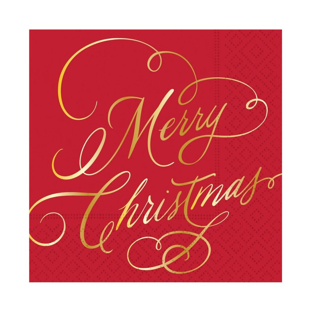 Design Design Merry Christmas Classic Script Paper Luncheon Napkins