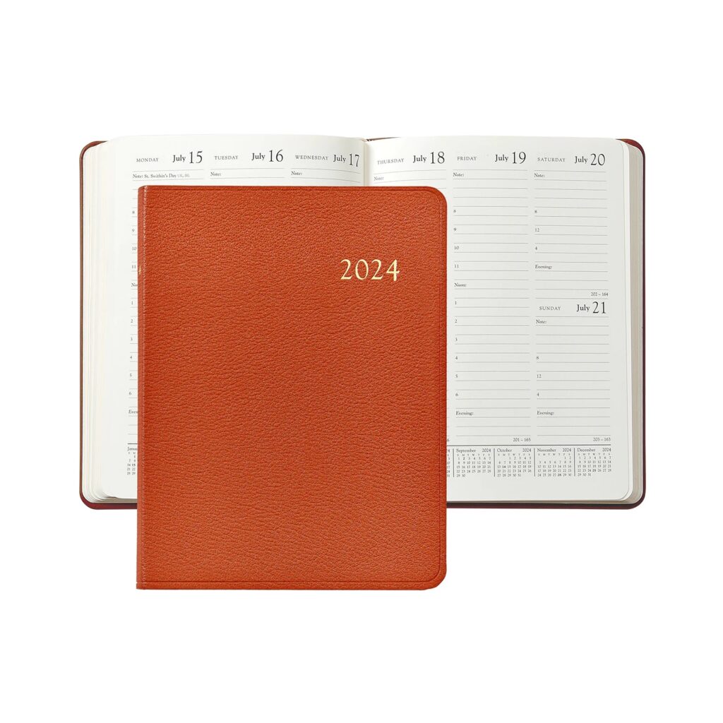 2024 Desk Diary - Orange Goatskin Leather