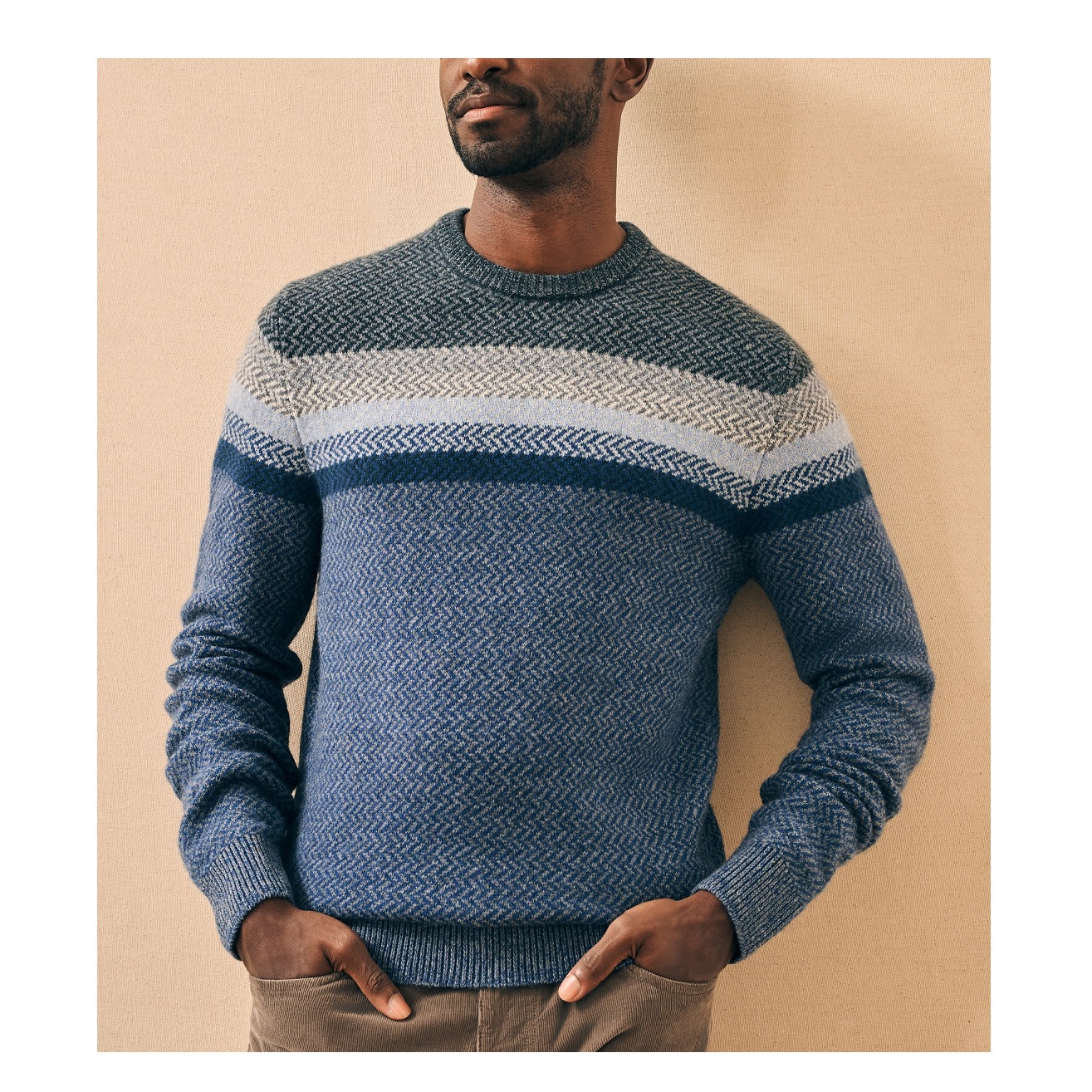 Faherty Donegal Ombre Crew - Navy Storm Ombre | Berings
