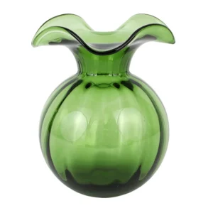 Vietri Hibiscus Medium Fluted Vase - Dark Green