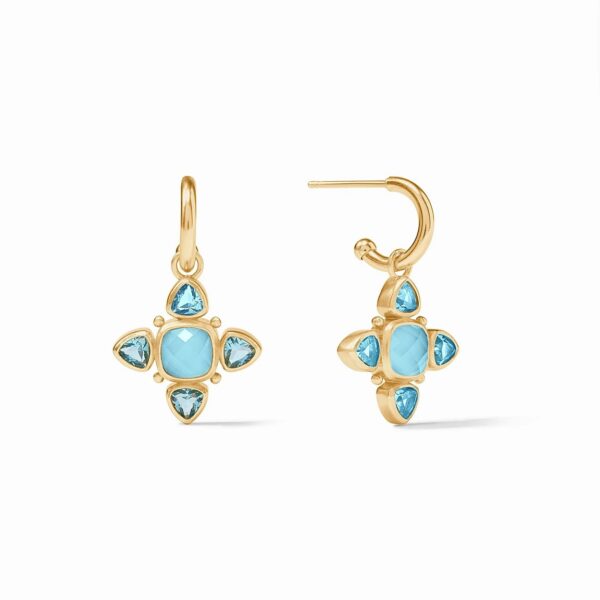 Aquitaine Hoop & Charm Earrings - Iridescent Capri Blue