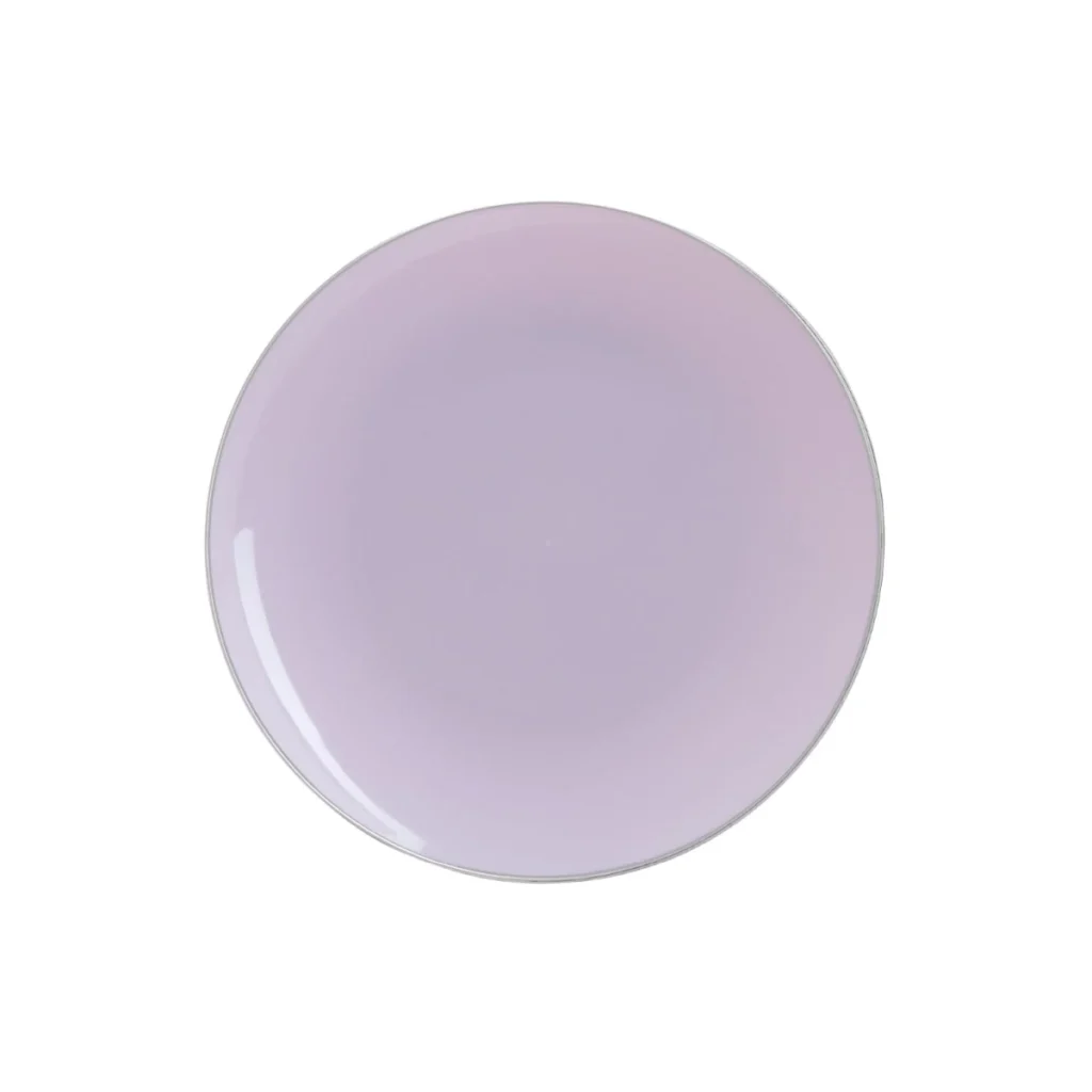 Luxe Party Lavender Purple and Silver Round Plastic Salad Plates