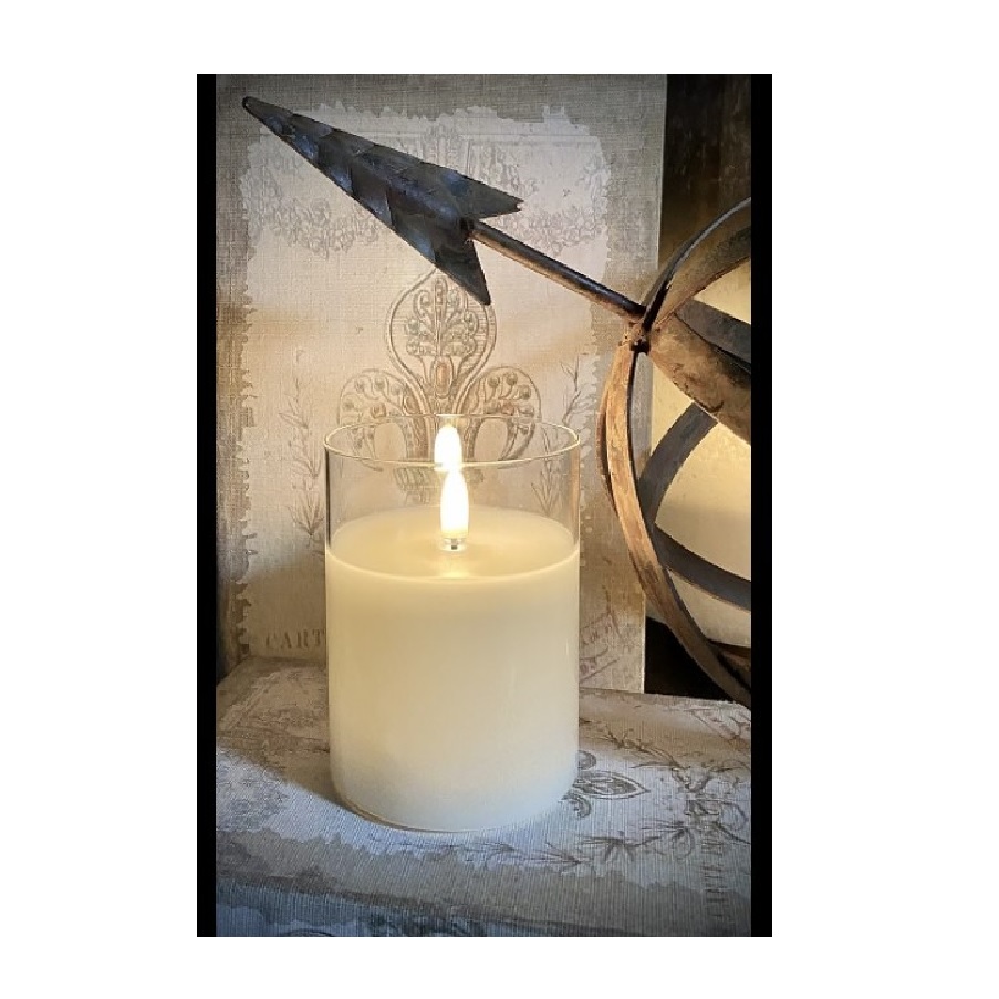 3x4 Ivory Wax/ Clear Glass Radiance Pillar