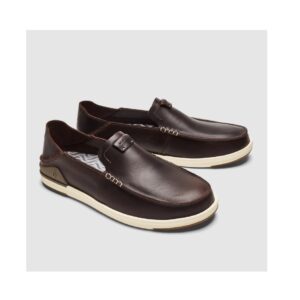 Olukai Kākaha Men’s Leather Slip-On Shoes - Dark Java