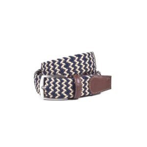 Miguel Bellido Textile Braided Belt - Navy/Beige