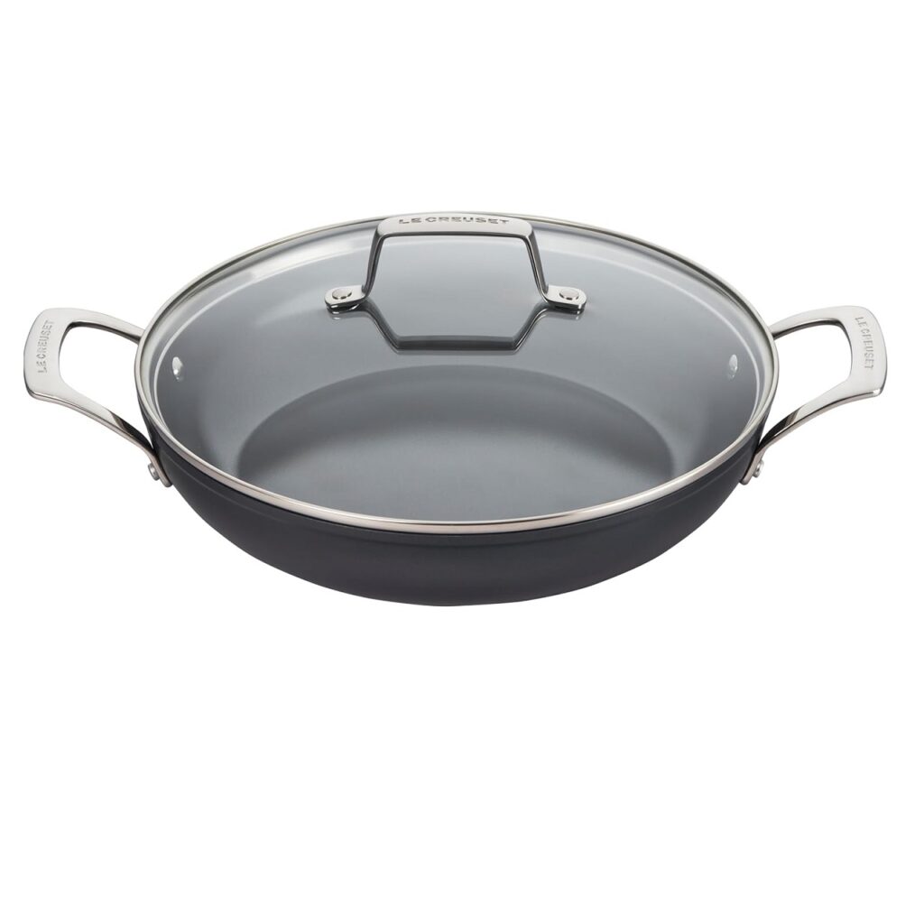 Le Creuset Essential Nonstick Ceramic Shallow Braiser with Glass Lid