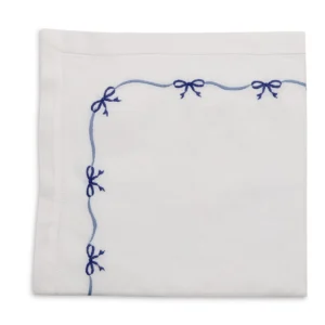 Deborah Rhodes Embroidered Ribbon Napkin - Oxford Blue