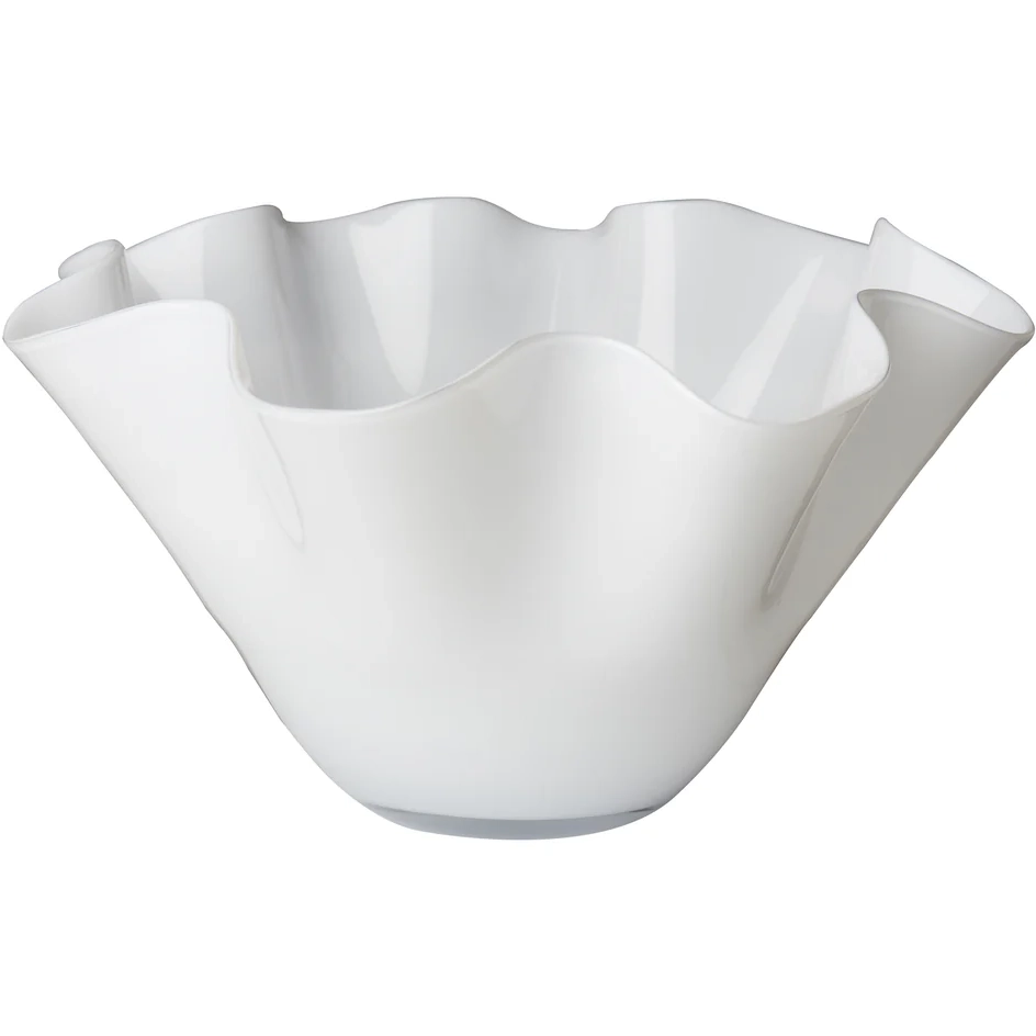 Large White Bowl with Wavy Top